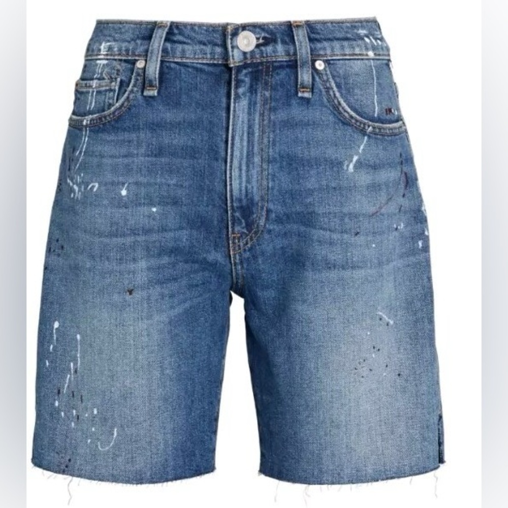 Hudson Denim High Waisted Biker Shorts HANA Paint Splatter Sz 26 NWT Edgy